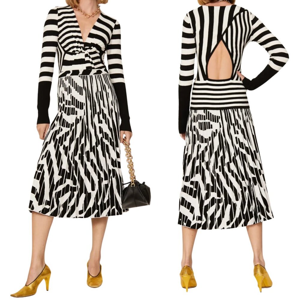 Tome Stripe Twist Front Sweater, Size Small - image 1